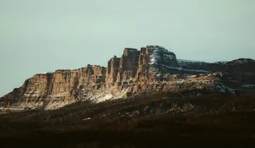 Snowy mountain cliffs